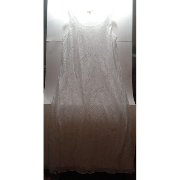 One World Live and Let Live White Maxi Dress Sz Medium Boho Lined Sheer Pattern - Picture 1 of 12